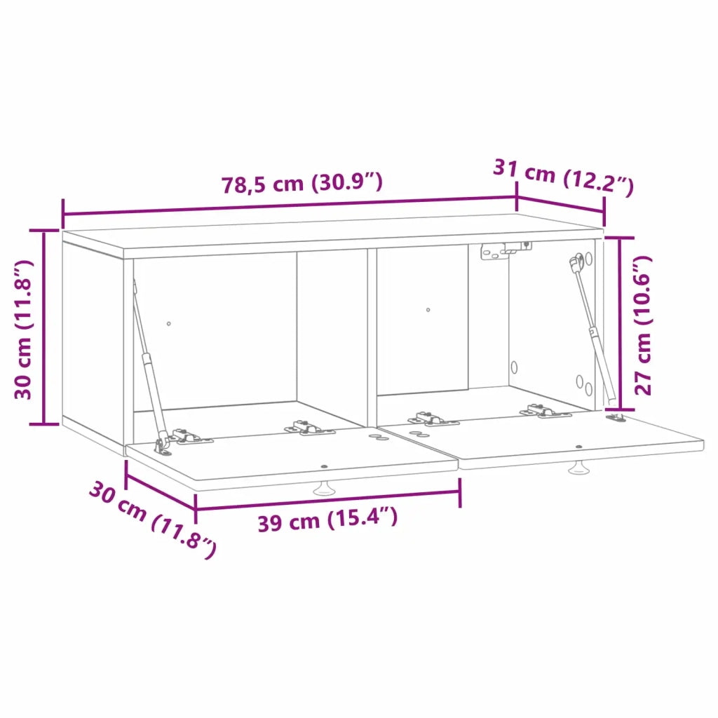 Mobile TV da Muro | Armadietto TV | Mobile Porta TV Rovere Sonoma 78,5 x 31 x 30 cm