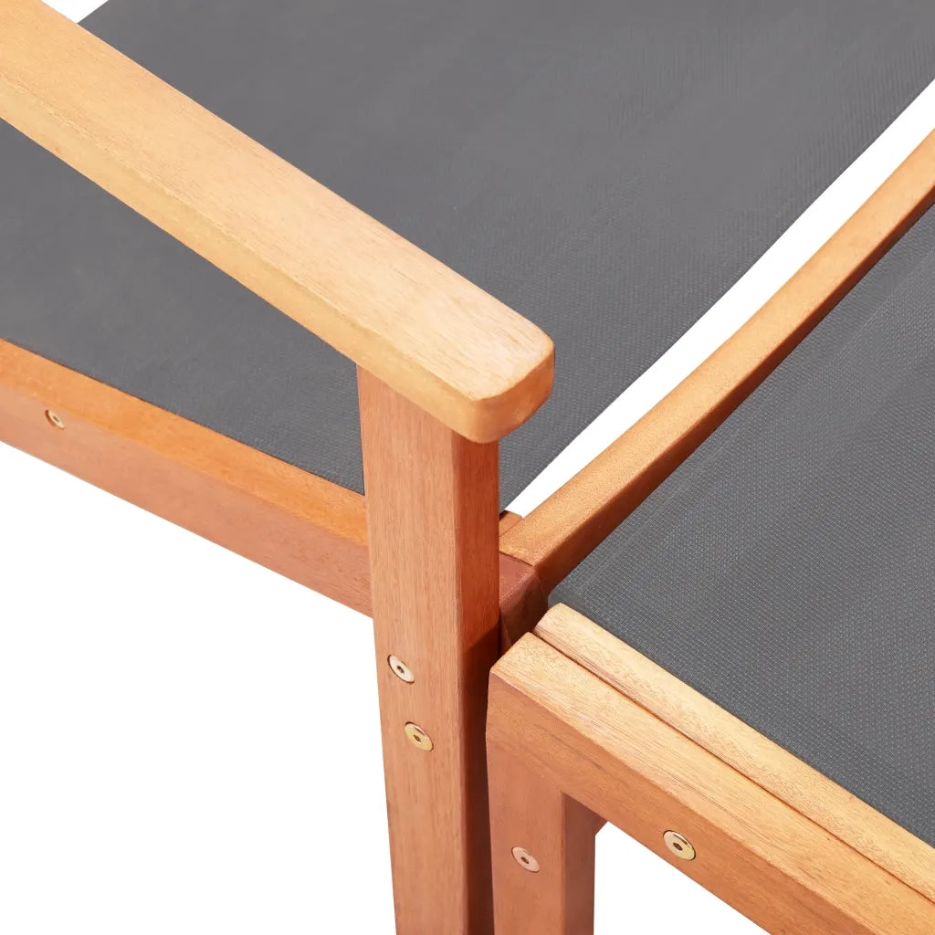 Sedia da Giardino con Pouf Grigia Eucalipto e Textilene 48696
