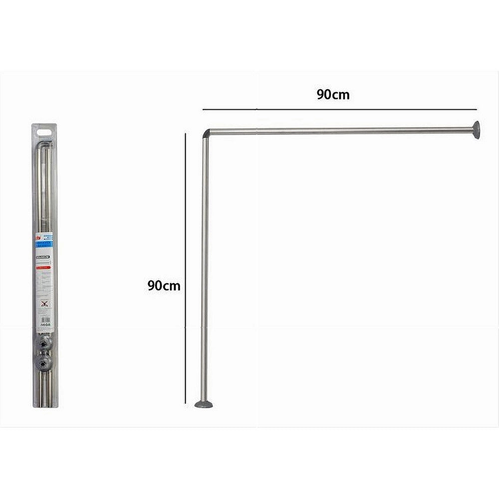 Trade Shop - Bastone Per Tenda Doccia Universale Angolare A L Con Aste 90x90 Cm Argento 79520 -