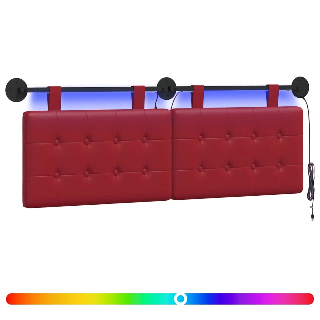 Testiera | Testata sospesa Con luce LED Rosso Vino Similpelle