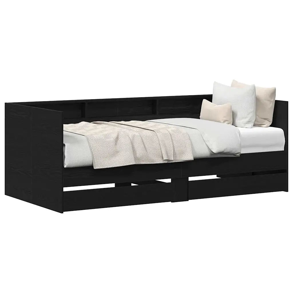 Daybed con testiera-Letto Giorno-Divano Letto Rovere Nero 90 x 200 cm Legno multistrato 513378