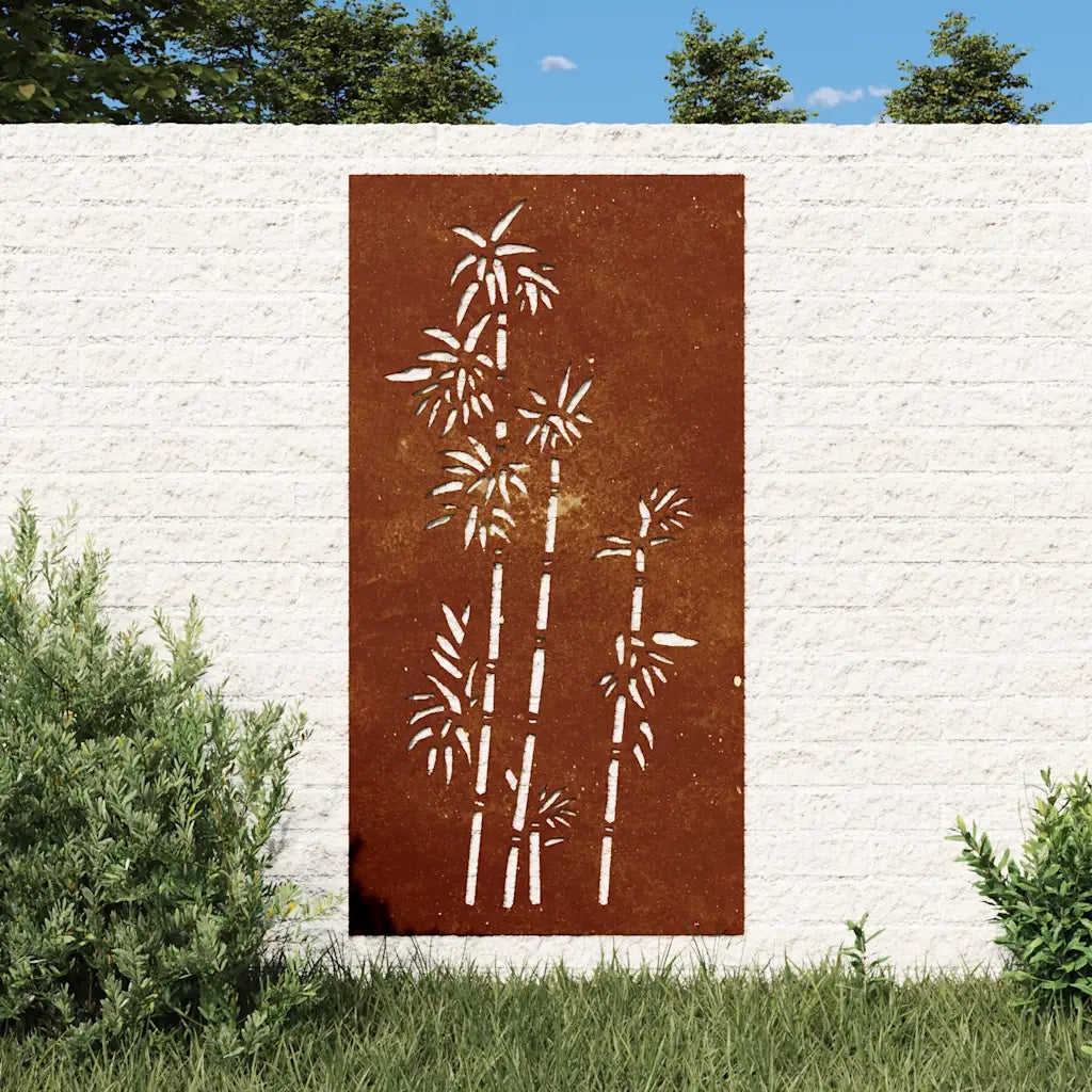 Decorazione Muro da Giardino 105x55 cm Bamb¨´ in Acciaio Corten CFW7147666