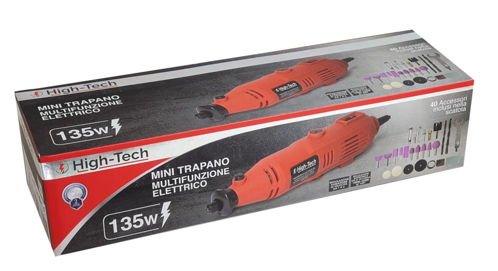 SET MINI TRAPANO MULTIUSO ELETTRICO DA 135 W CON 40 ACCESSORI  - HIGH-TECH