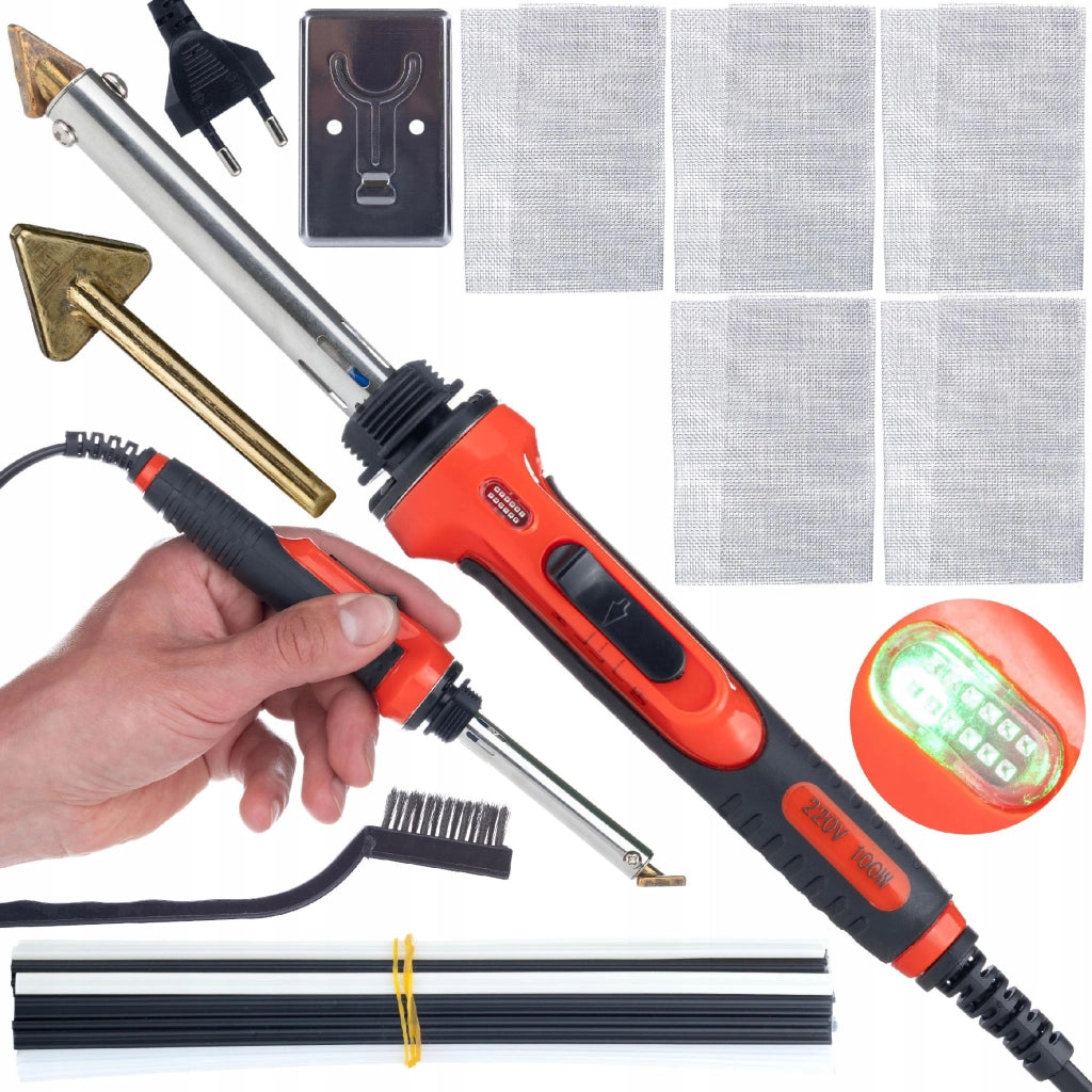 Saldatore per Plastica Rosfix Red Odysseya 100W – Set Completo con Graffettatrice e 200 Graffette