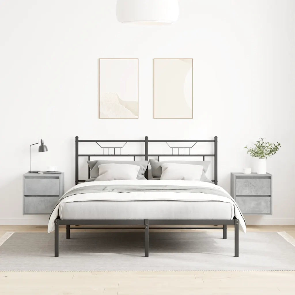 Set di 2 Comodini | Armadio da Notte | Mobiletto da notte a Muro Grigio Cemento 38x34x40 cm
