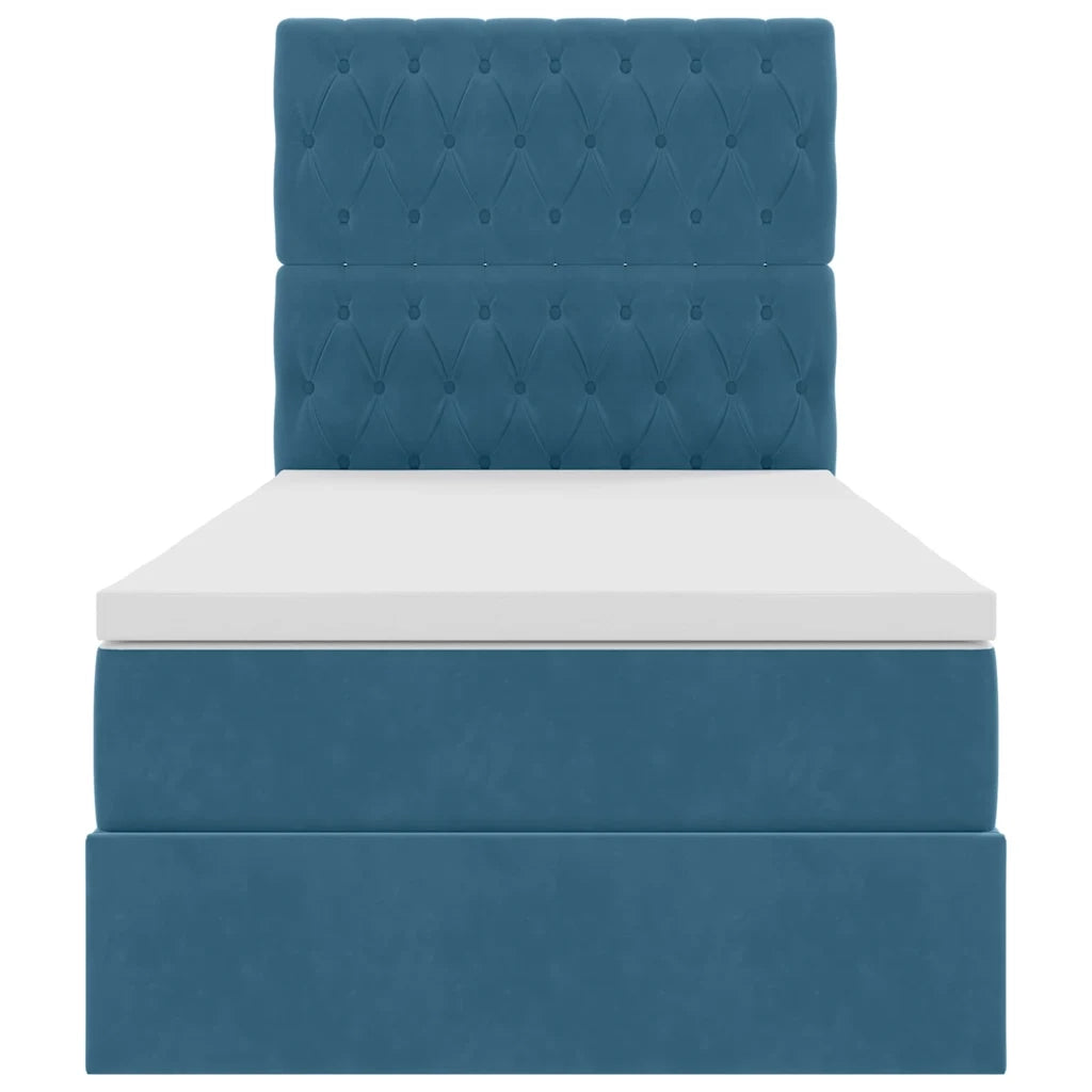 Letto con contenitore e LED Blu Scuro 100 x 200 cm Velluto 3372709