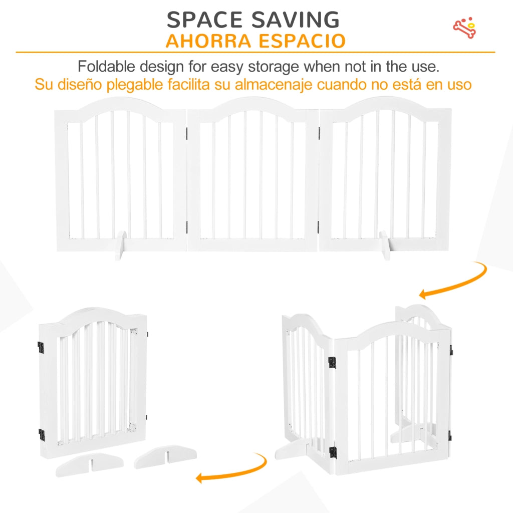 Barriera per Cani Pieghevole 3 Pannelli ¨C zephmum ¨C Bianco 154.5x29.5x61 cm