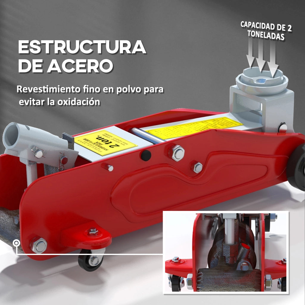 Cricco Idraulico 2 Tonnellate ¨C Minimal ¨C Rosso e Giallo, Altezza Regolabile 12-30 cm
