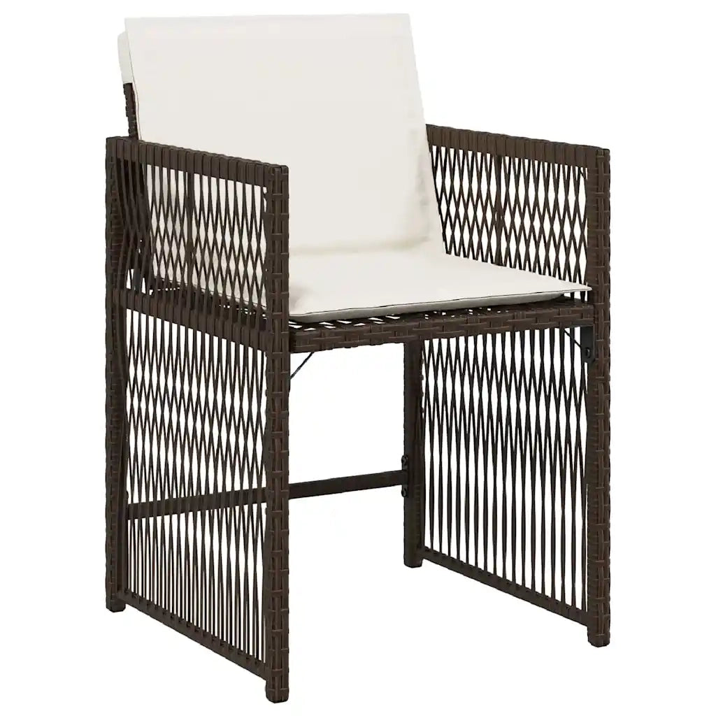 Set da Pranzo per Giardino 5 pcs Marrone polyrattan