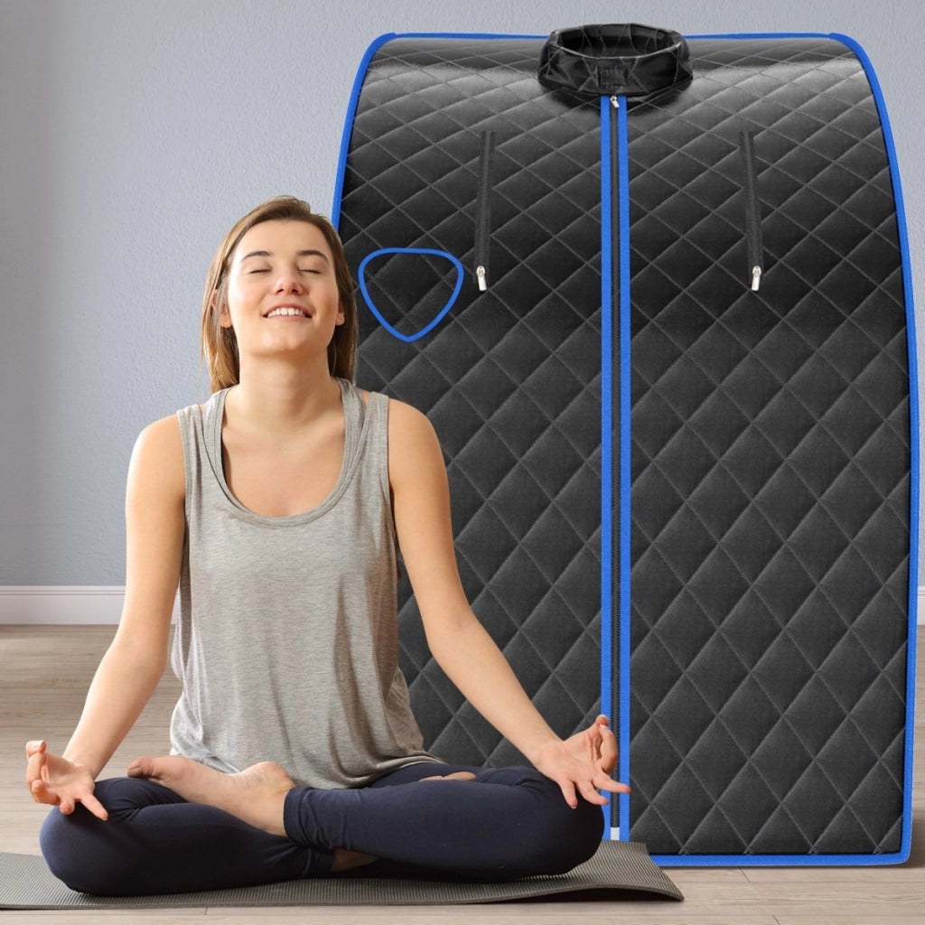 Sauna a vapore portatile timer e temperatura regolabili, Sauna pieghevole 3 L con telecomando Nero-Massaggiatori
