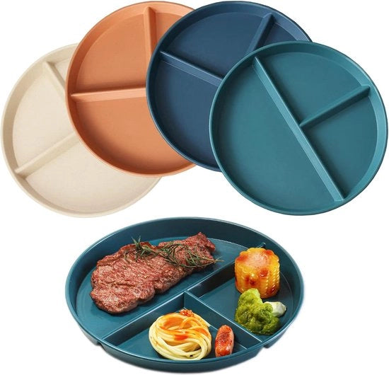 Bordi per bambini indeformabili – 4 pezzi – 23 cm – 3 celle – Resistenti a magnetron e lavastoviglie