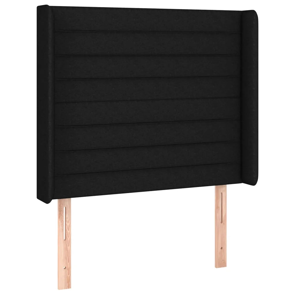 Testiera ad Orecchio-Testata con Orecchie Nera 103x16x118/128 cm in Tessuto 855012