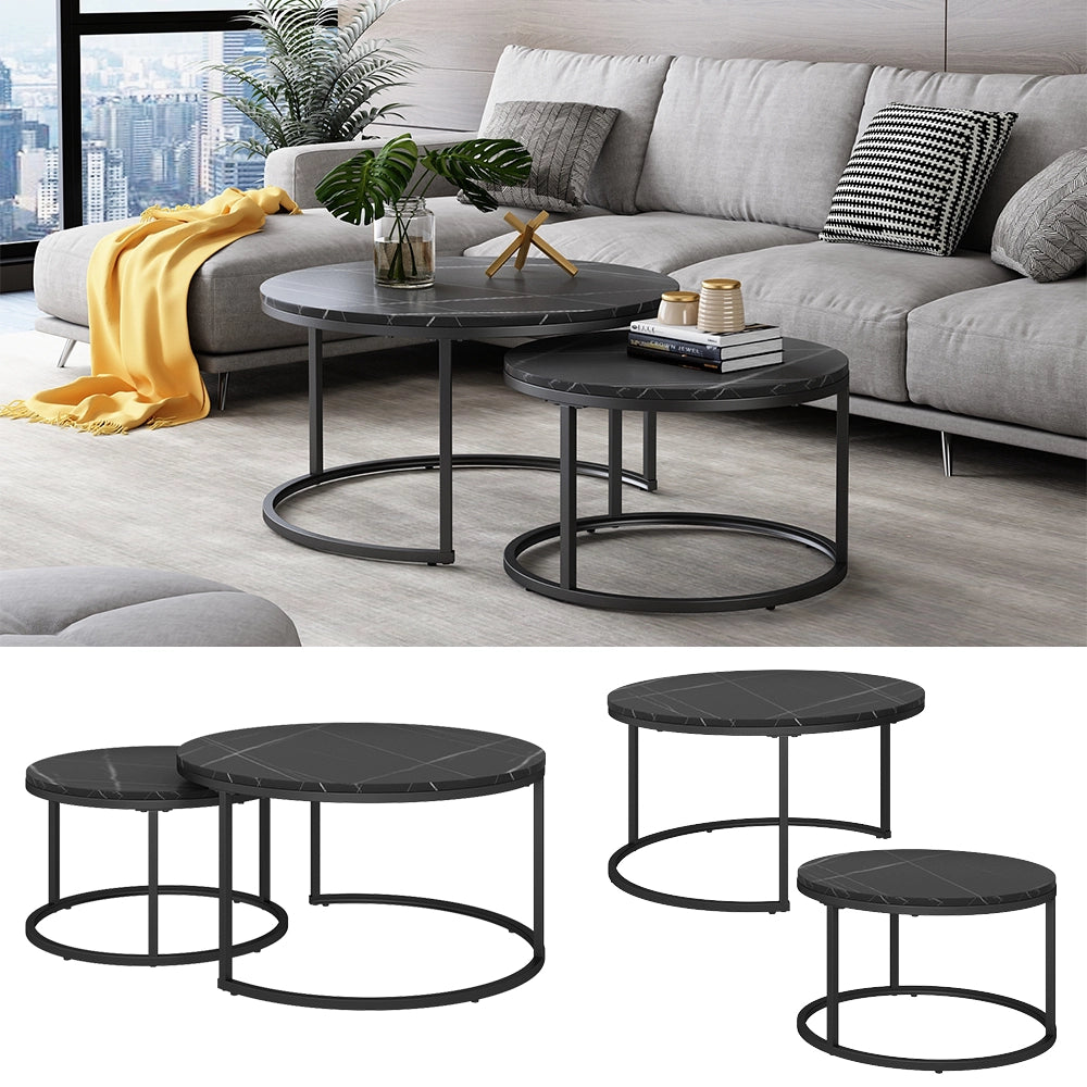 Vicco Set di tavolini Nero 77 x 40 cm 2 parti