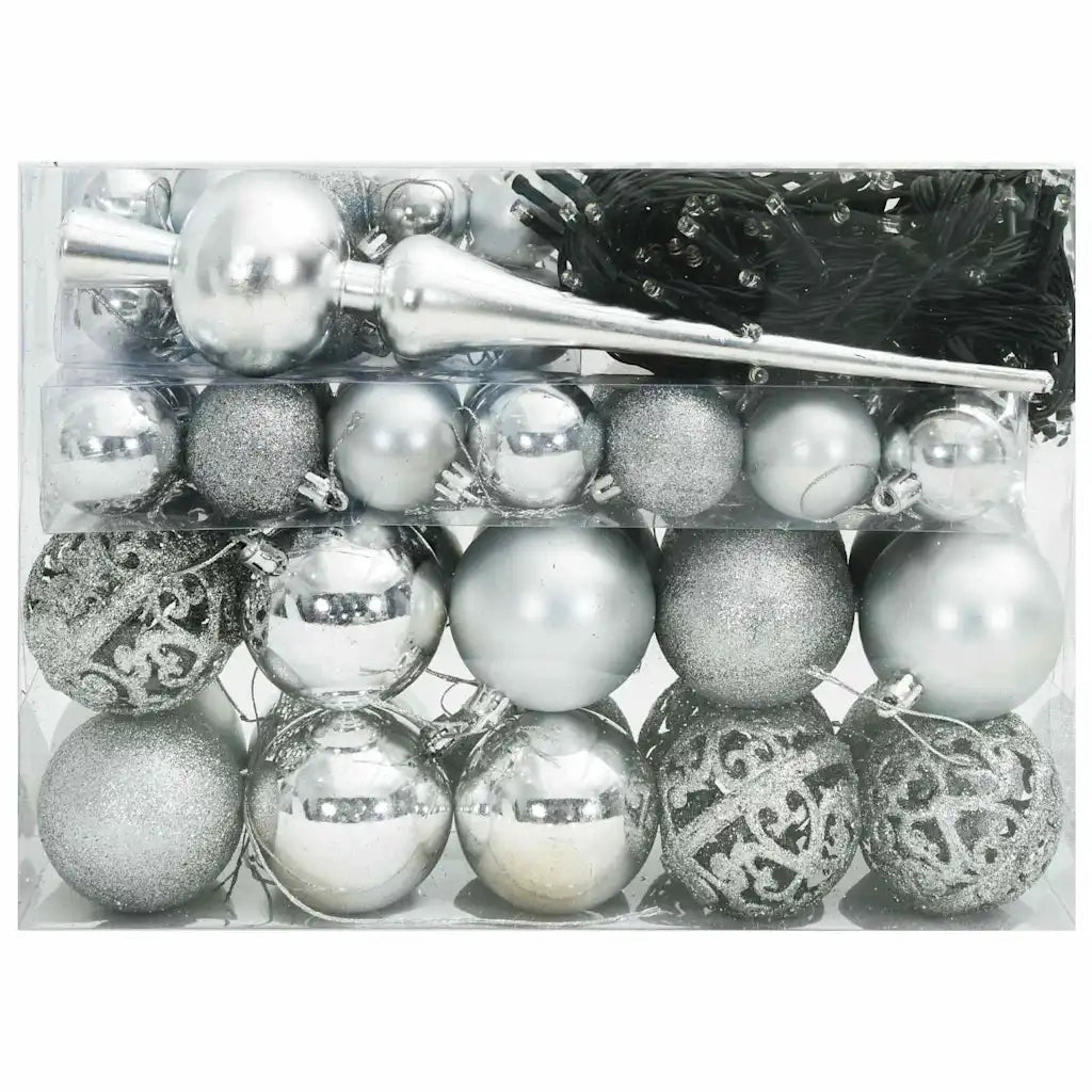 Set di Palle di Natale con 150 LED 61 pcs Argento Plastica 42018835