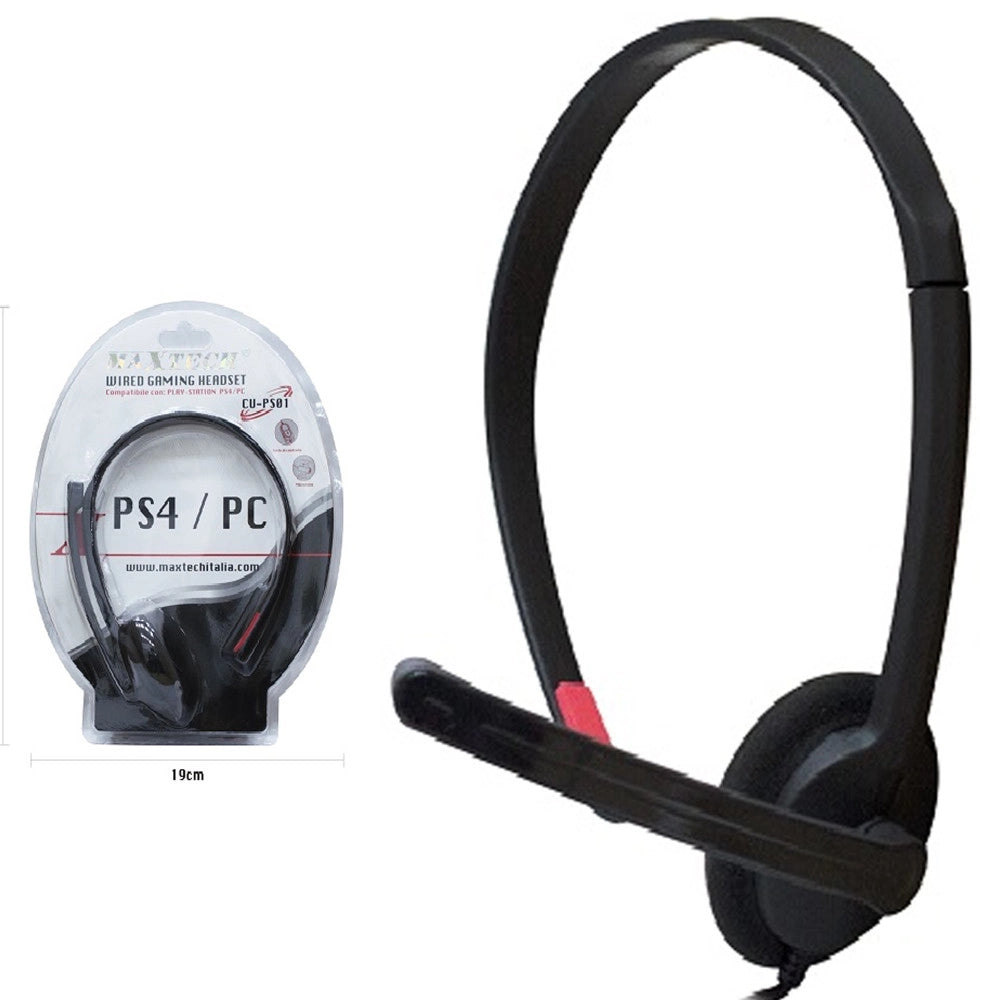 Trade Shop - Wired Gaming Headset Compatibile Con Ps4 / Pc Microfono Cuffia Maxtech Cu-ps01 -