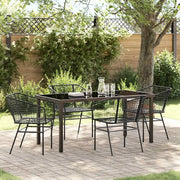Set da Pranzo per Giardino 5 pcs Nero polyrattan