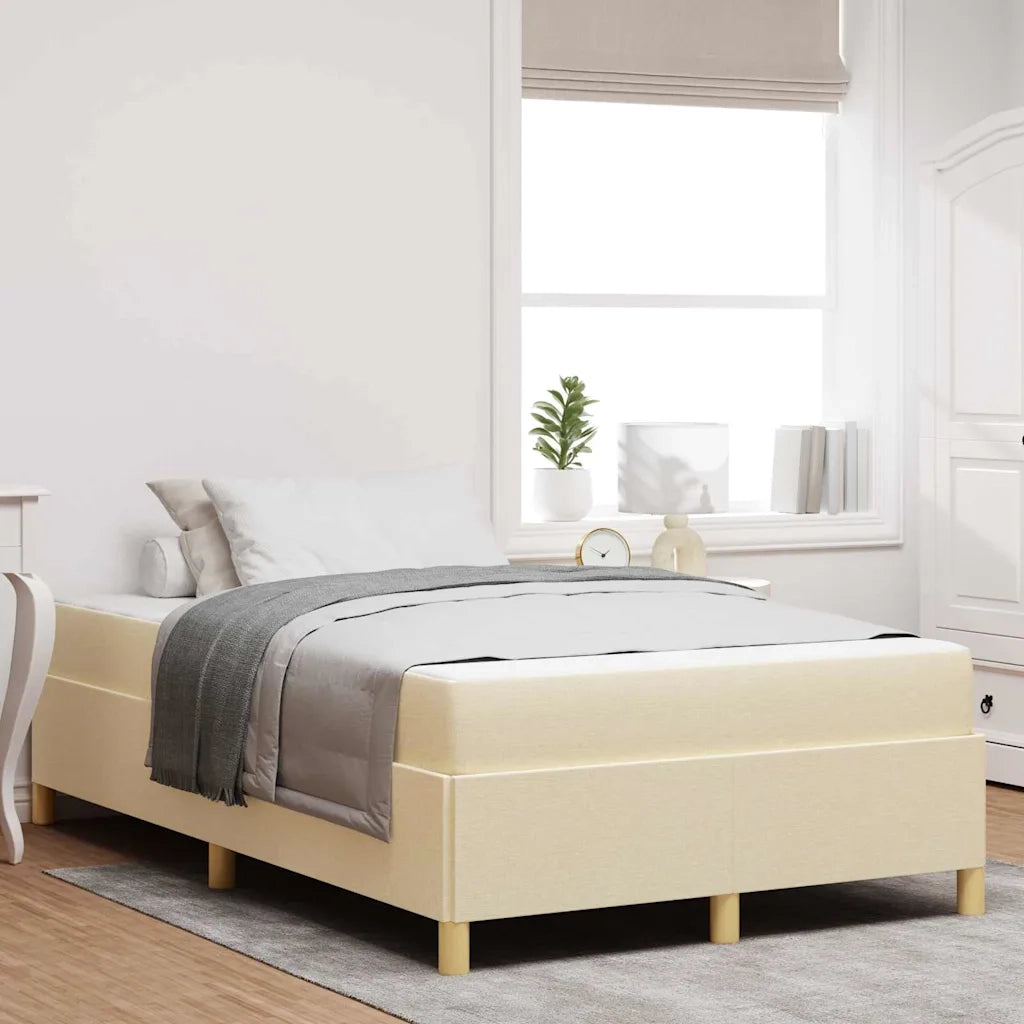 Letto matrimoniale | Letto per adulti | Struttura del letto con materasso Crema 120 x 200 cm Tessuto