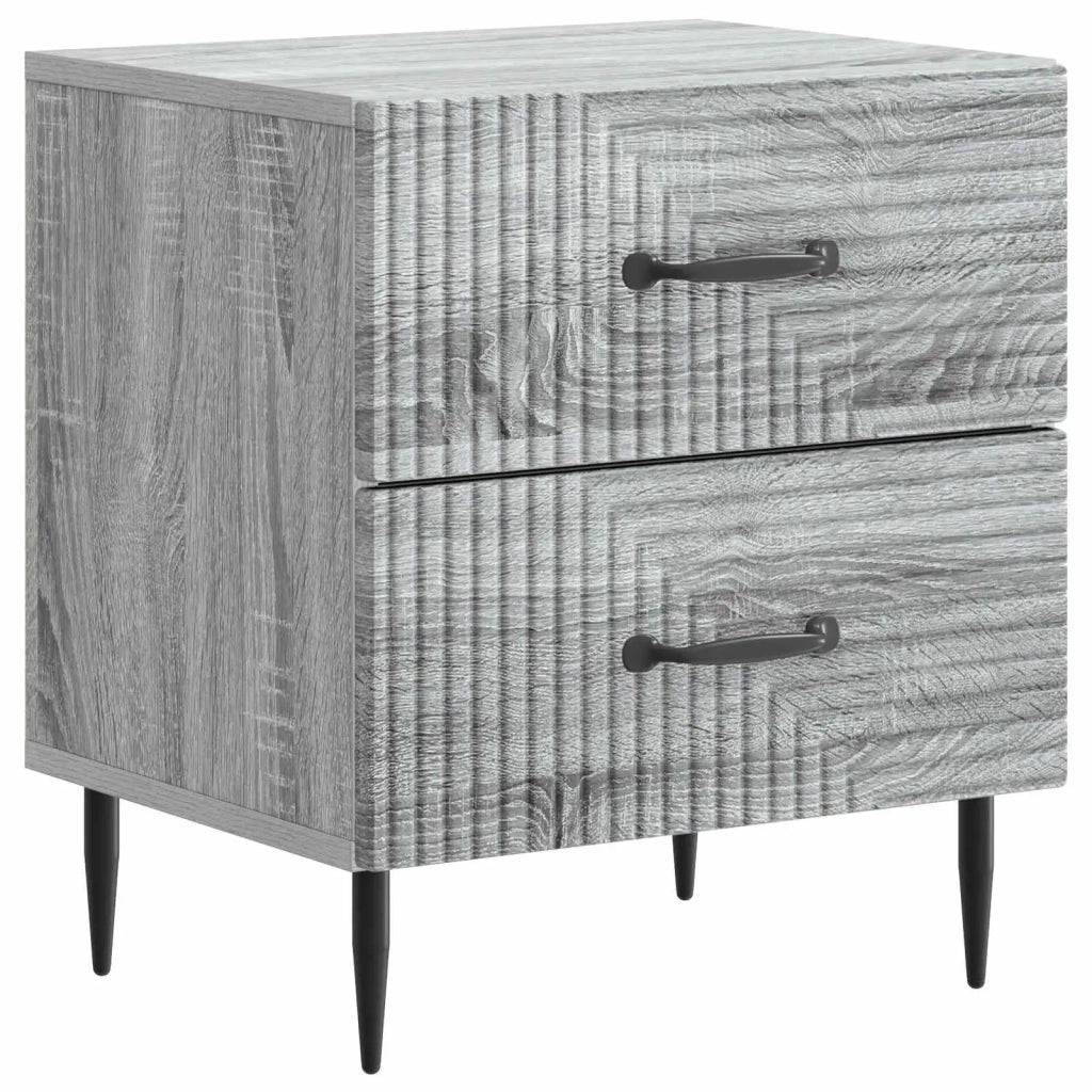 Set di 2 Comodini | Armadio da Notte | Mobiletto da notte Grigio Sonoma 43 x 34,5 x 47,5 cm