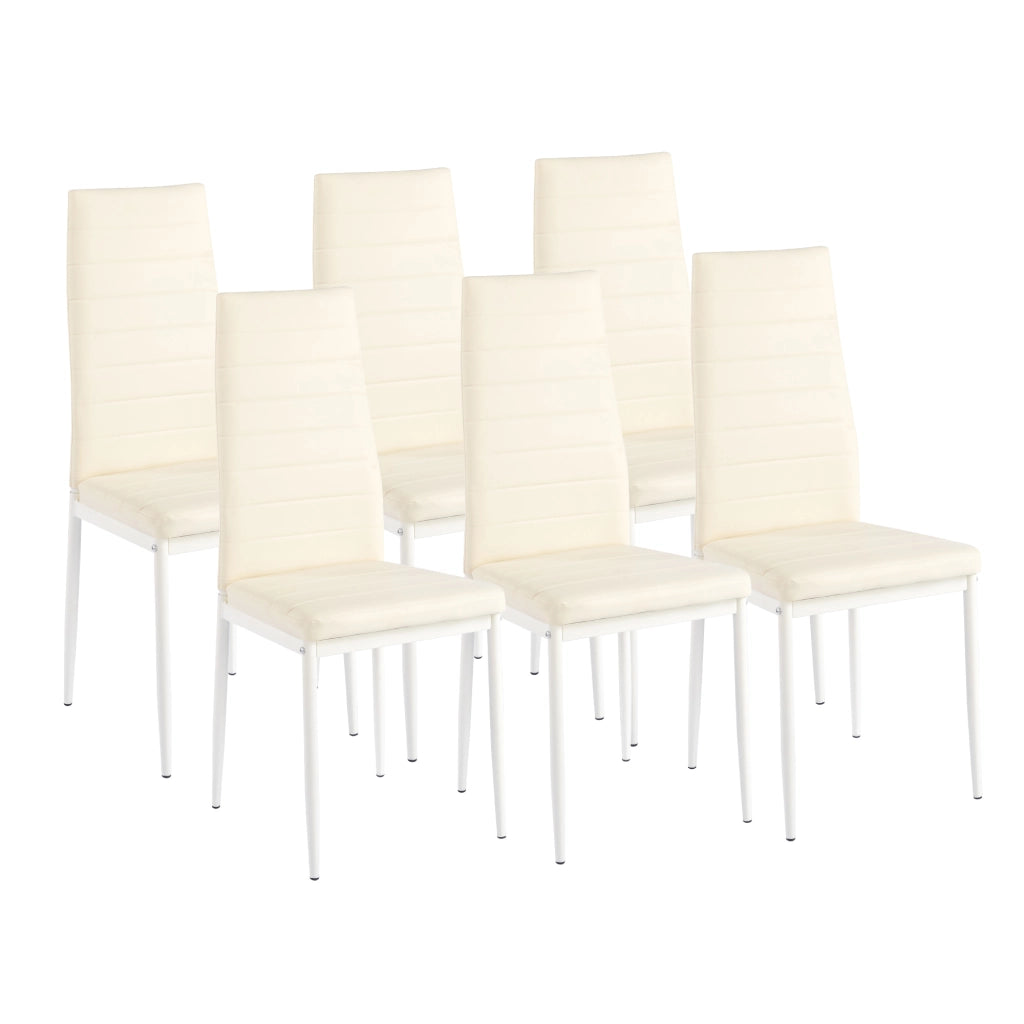 Set Sedie da Pranzo 4 o 6 Pezzi, Sedie Moderne Imbottite per Cucina Soggiorno Sala da Pranzo, Facile Montaggio con Gambe Robuste, Rivestimento in Pelle Sintetica  Beige - 6 Pezzi