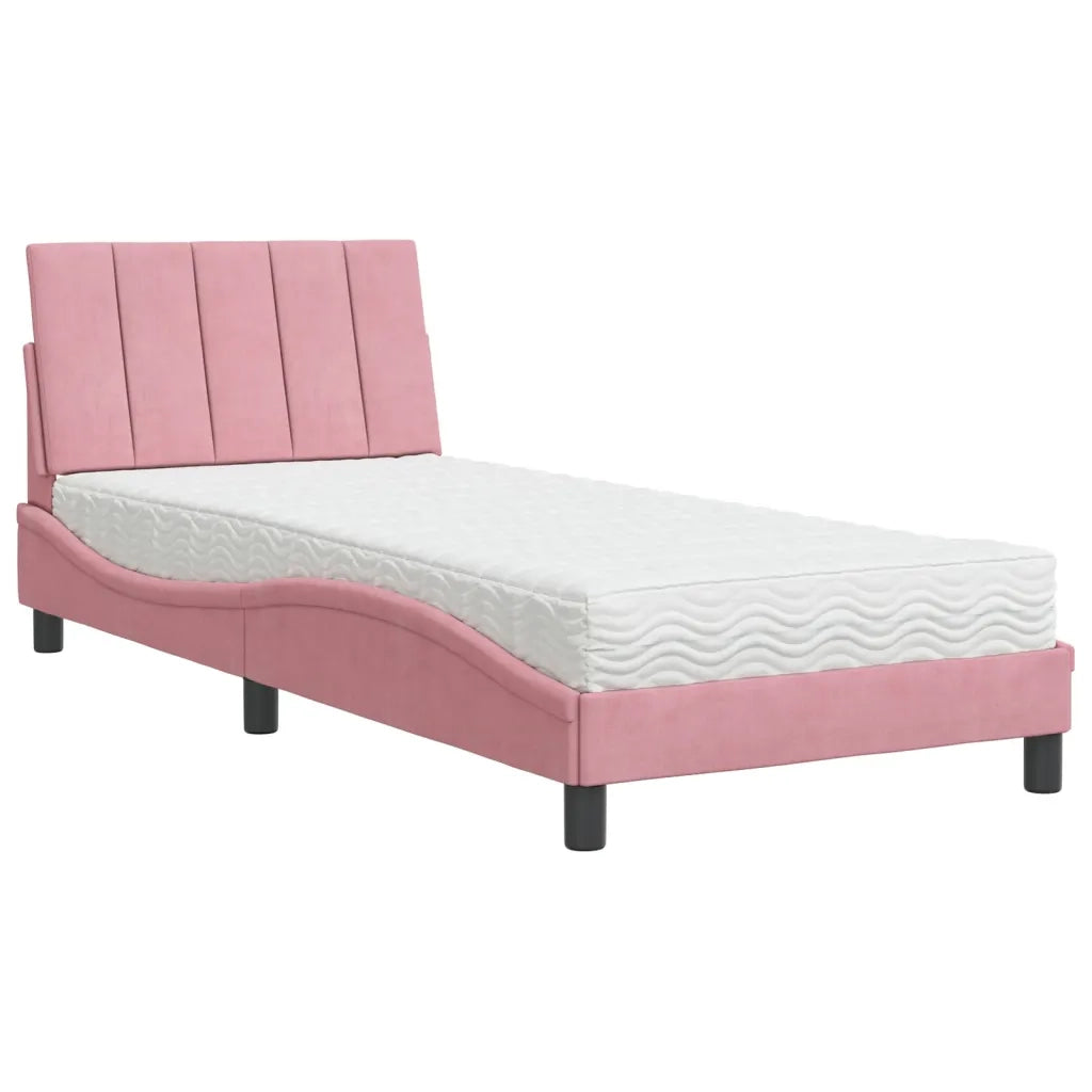 Letto con Materasso Hanko Rosa 80x200 cm in Velluto