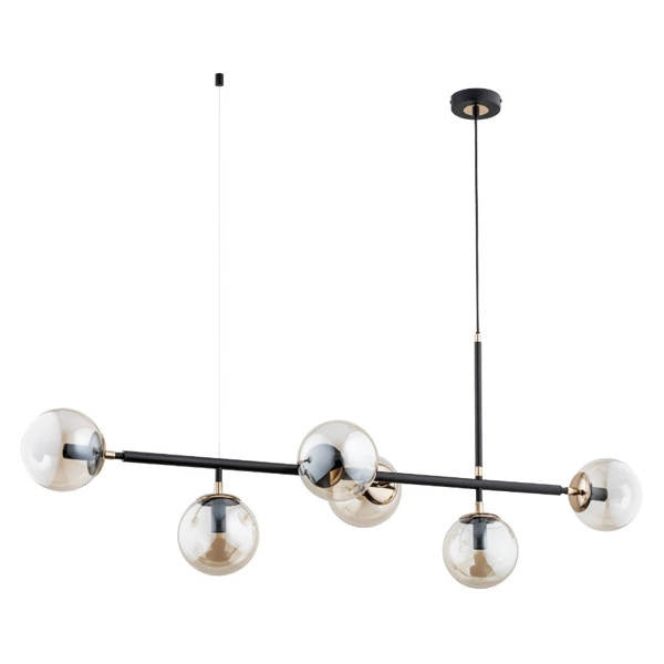 Lampada a sospensione PRIMO 6 luci E14 nero/oro Alfa