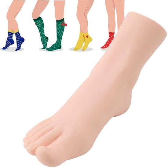 Modello di piede in silicone per esposizione - Piede femminile - Modello di allenamento per artiglieria unghie - 20,5 cm - Per esposizione calzature e scarpe - Materiale morbido in PVC