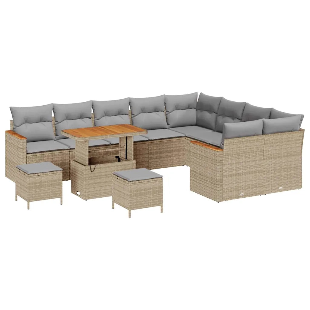 Set Divano da Giardino 12 pcs Beige polyrattan
