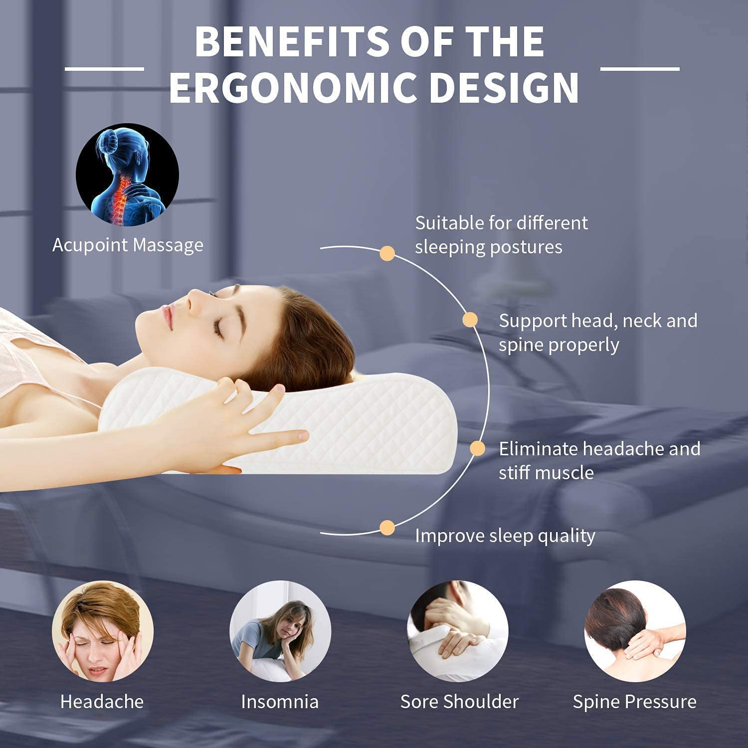 OLYMPIA Cuscino Cervicale MEMORY FOAM per Dormire a Doppia Onda - Cuscino Memory Foam Traspirante, ergonomico, anallergico - Guanciale Memory Foam Federa Lavabile