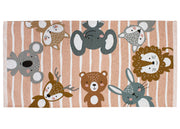 Tappeto Arredo e Gioco Antiscivolo Per Cameretta Bambini Disegno Animalii - 80x150 - Rosa Antico