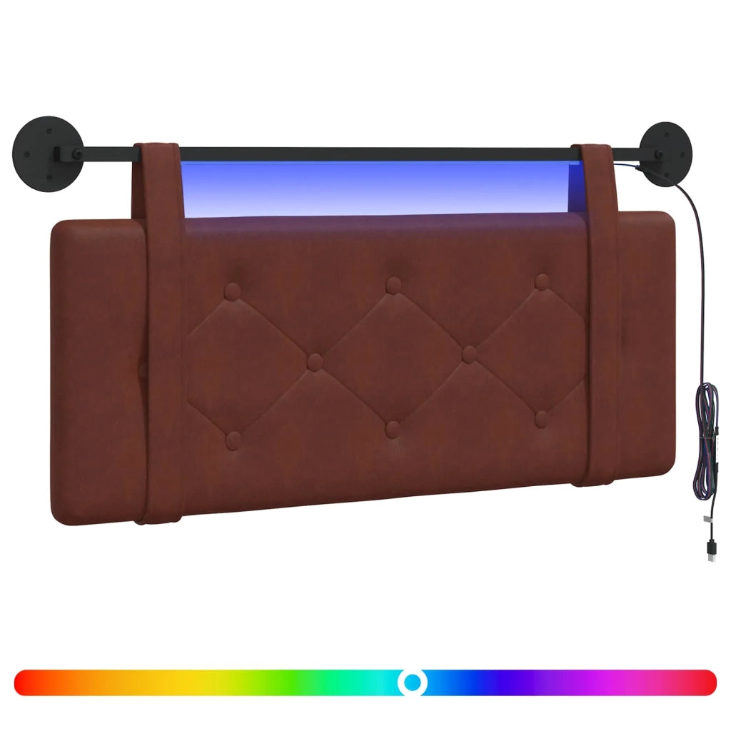 Testiera sospesa Con luce LED Marrone Lucido PU Antico 3424136