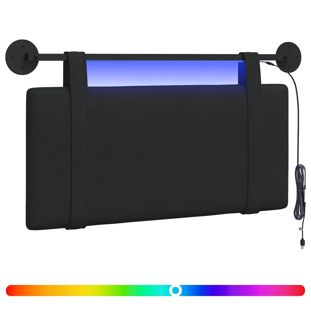Testiera sospesa Con luce LED Nero Tessuto 3423819