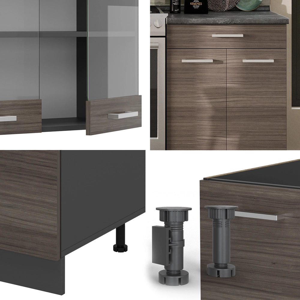 Cucina componibile R-Line Grigio nobile/Antracite 200 cm, PL Marmo Vicco