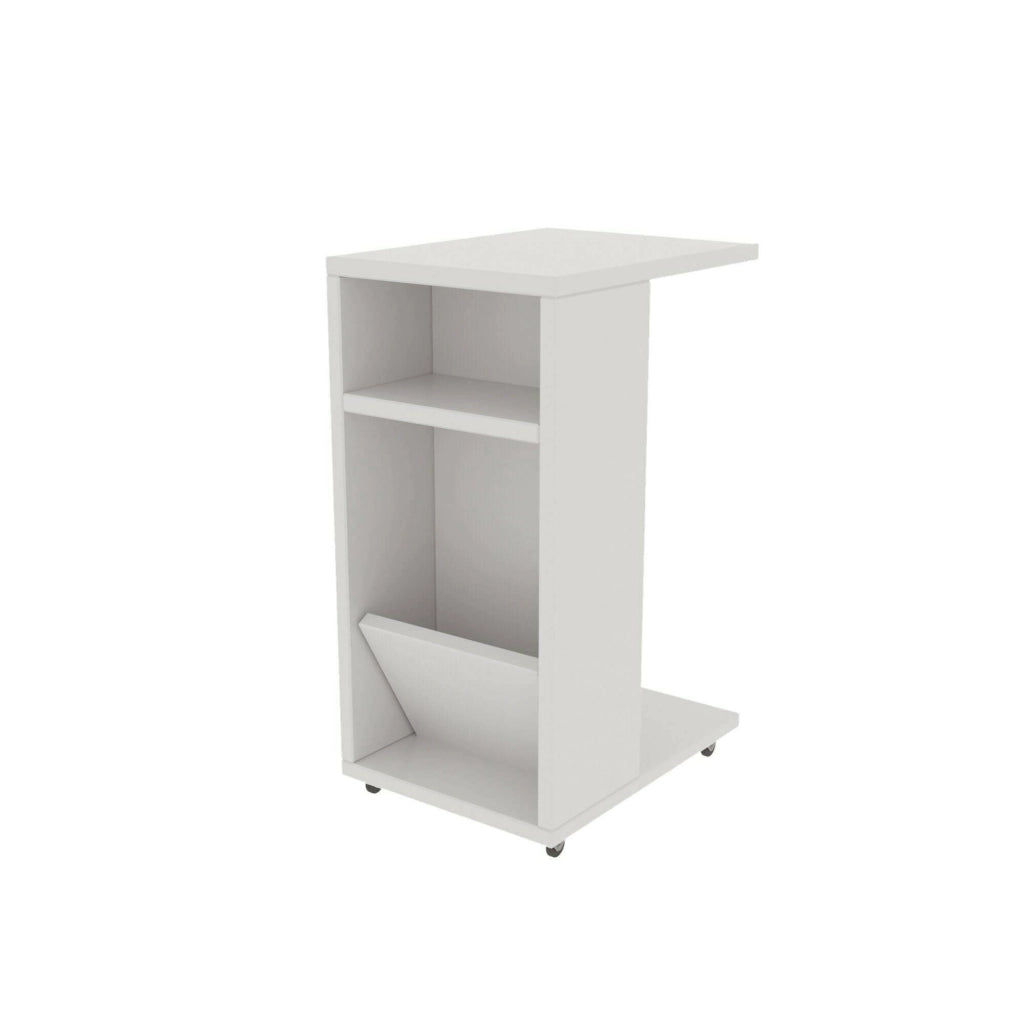Tavolino da salotto Blas, Tavolo basso da caffè, Portariviste per divano, Ripiano da soggiorno, 30x40h63 cm, Bianco