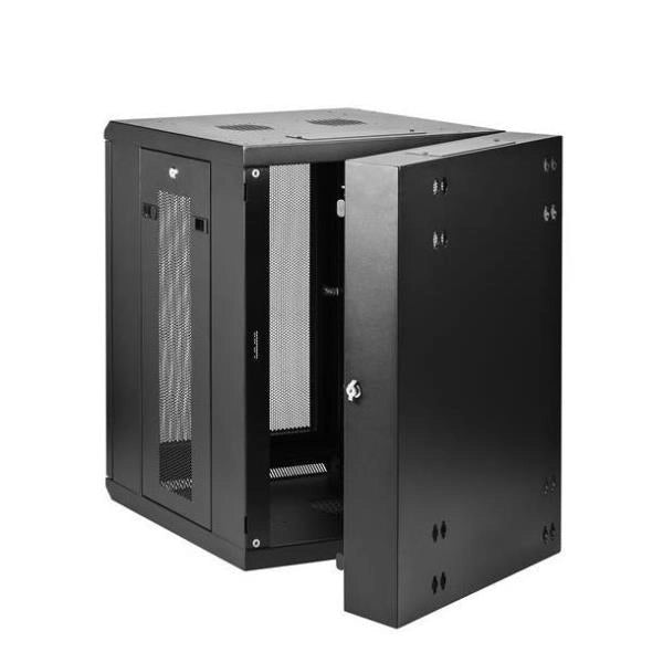 Startech.com armadio rack 19" 15u a muro - server rack 19 pollici a 4 montanti con cerniere - rack dati ventilato con ripiano 1u e pannelli laterali rimovibili per apparecchiature dati/av/elettroniche/informatiche - RK1520WALHM