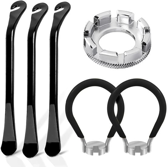 Set di Manubri per Bicicletta - 6 Pezzi - Kit di Riparazione Pneumatici - Acciaio/Acciaio Inossidabile - Antiscivolo - Portatile - Materiali di Alta Qualità - Kit di Riparazione Bicicletta