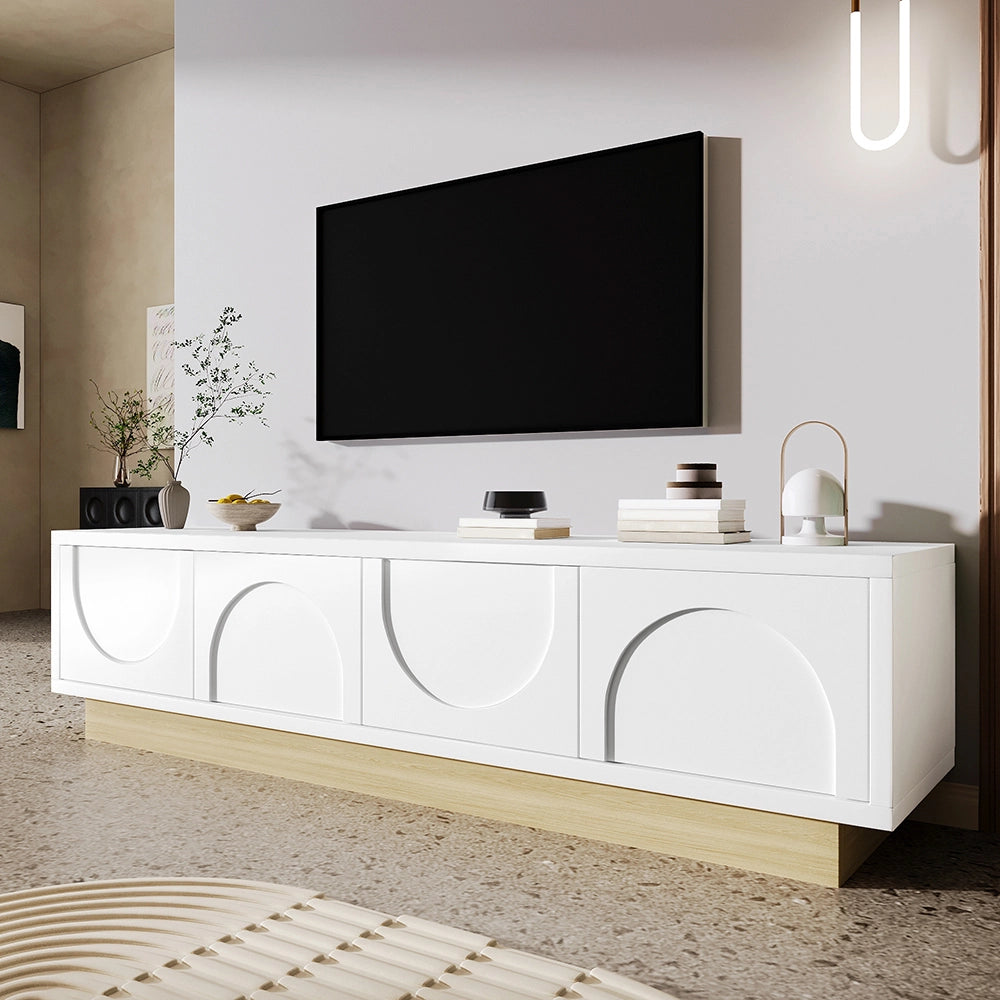 Mobile TV moderno - Xylo - 175cm bianco venato design curvo