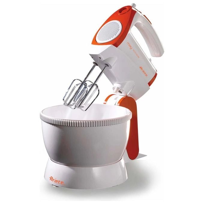Ariete 1565-1 Mixy Professional Sbattitore Elettrico con Ciotola Rotante 300 W 5 Velocita' Turbo Fruste per Impastare e Montare colore Rosso
