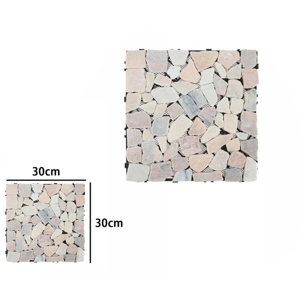Trade Shop - Piastrella Da Giardino Effetto Marmo Pietre Rosa Pavimento Antiscivolo Ad Incastro 73559 -
