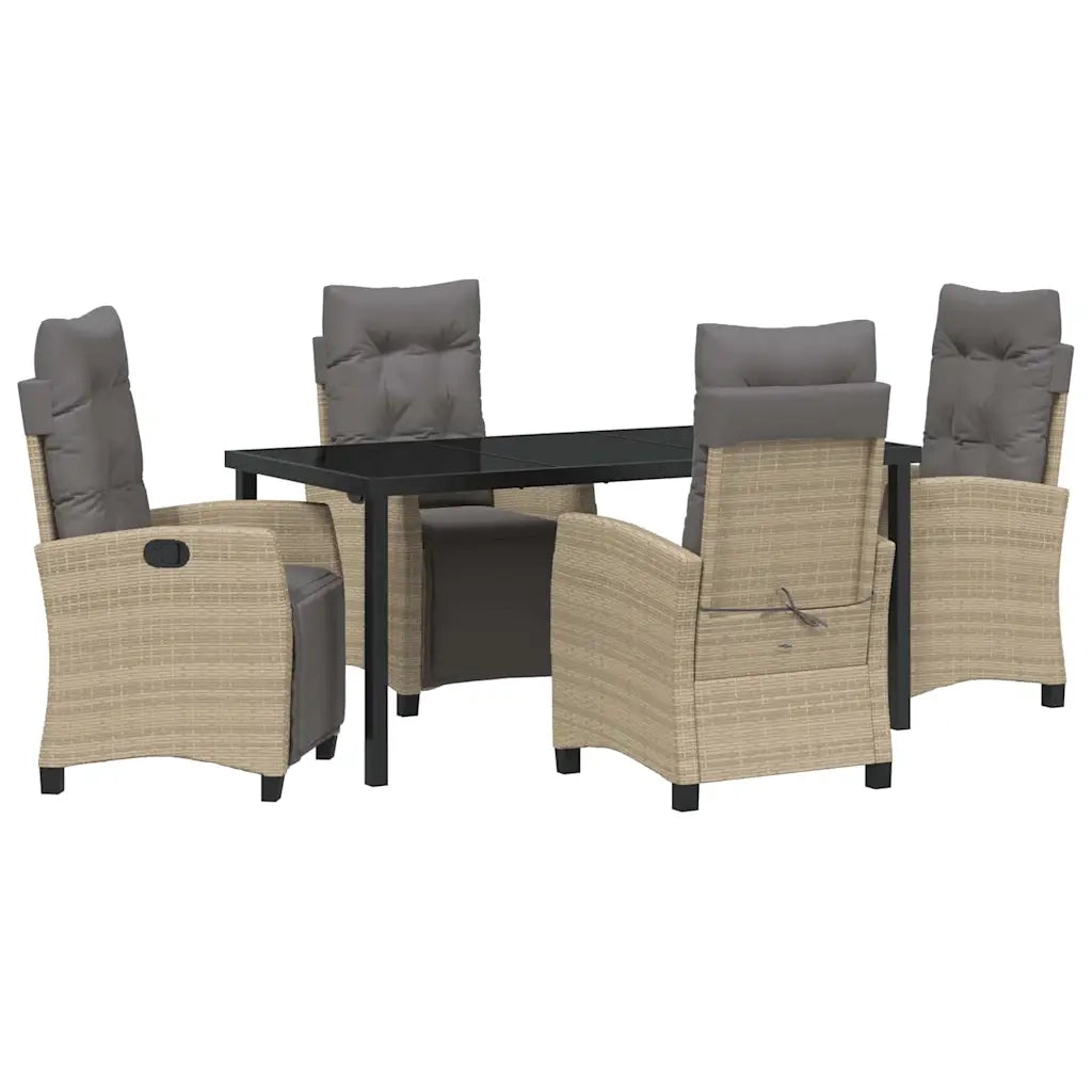 Set da Pranzo per Giardino con cuscino 5 pcs Beige polyrattan