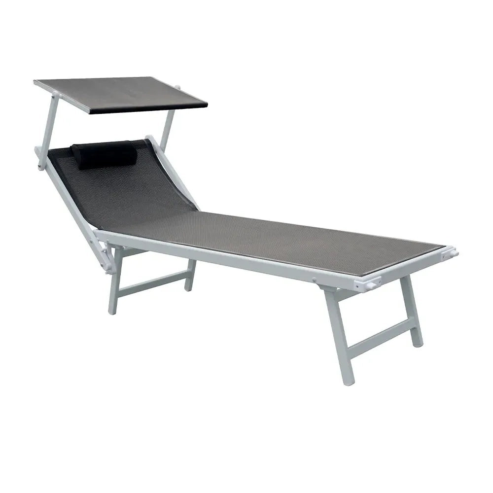 Tempo Style - Lettino Prendisole Tortora con Parasole e telaio bianco