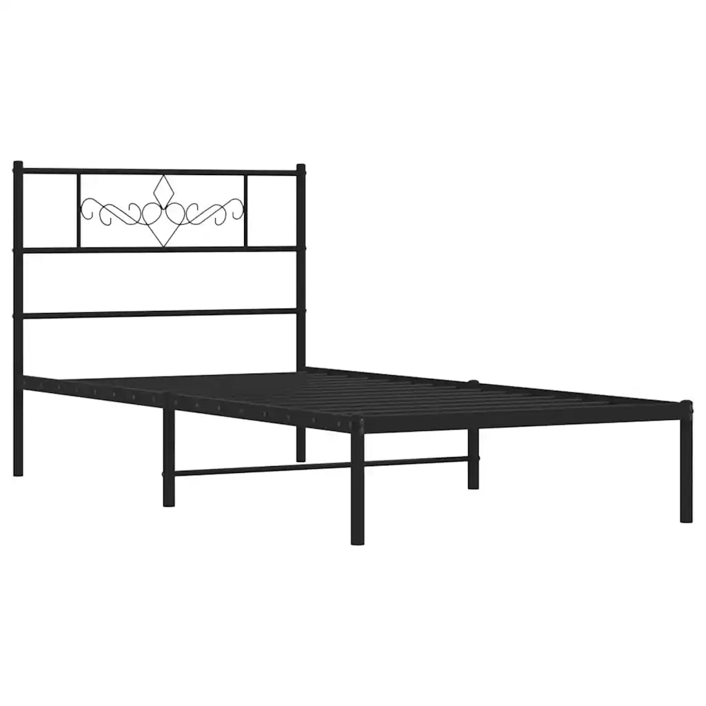 Giroletto con Testiera Metallo Nero 100x200 cm 355262