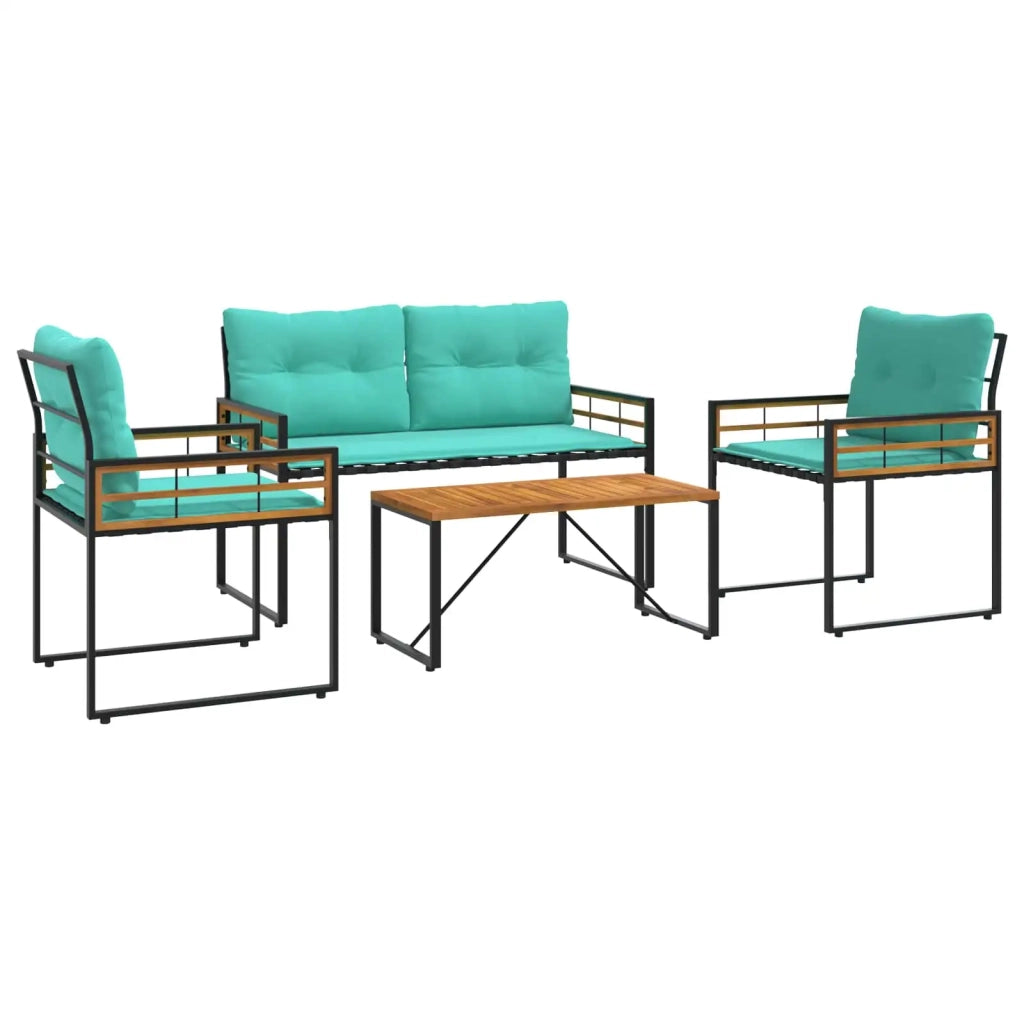 Set di Mobili da Esterno con cuscino 4 pcs Turchese