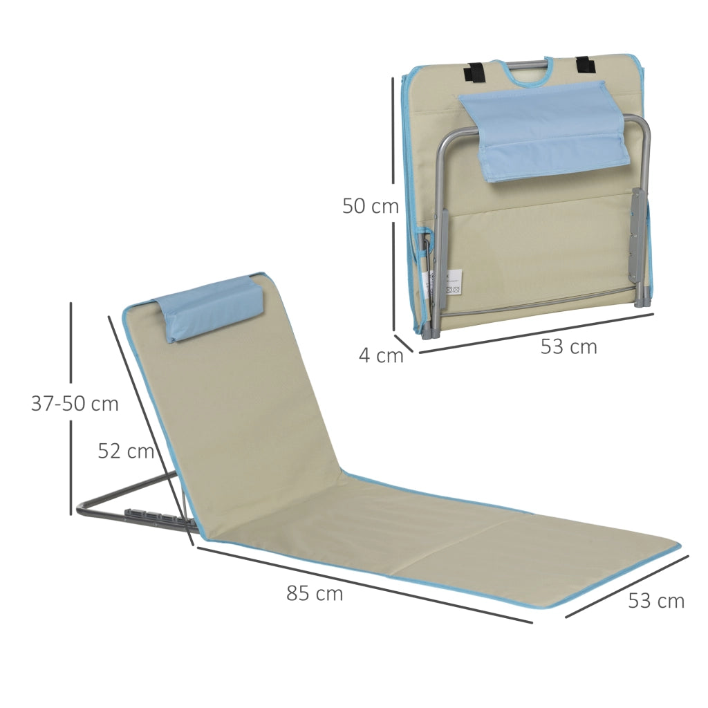 2 Materassini Da Spiaggia Pieghevoli Con Cuscino Beige 124 X 53 Cm In Poliestere