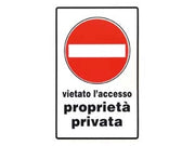 CARTELLO VIETATO L'ACCESSO PROPRIETA' PRIVATA- - mm.20x30h. - 10 pezzi