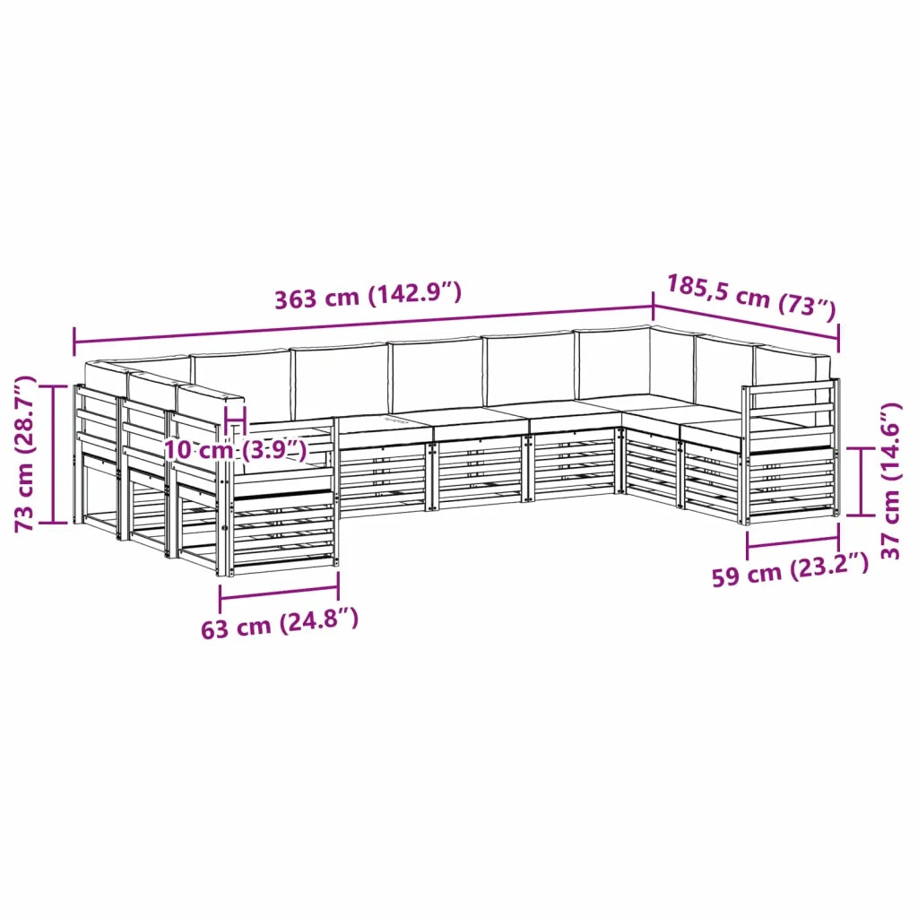 Set divano sezionale 10 pcs Bianco e Grigio Chiaro 3392566