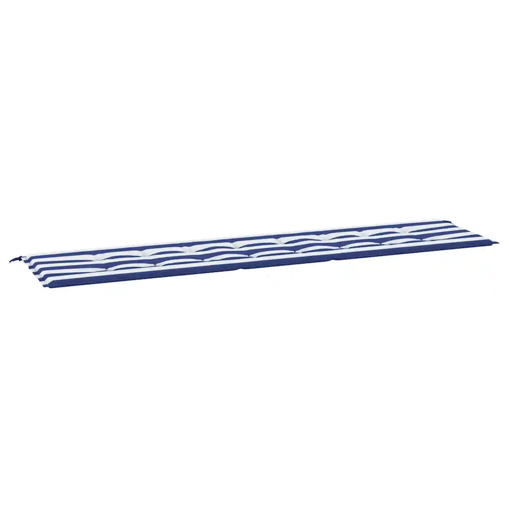 Cuscino Panca Giardino Righe Bianche e Blu 200x50x4 cm Tessuto 361201