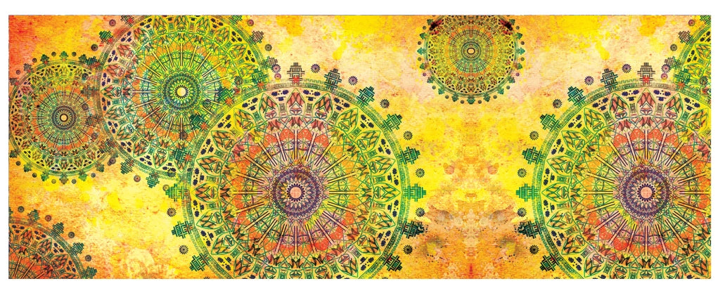 Tappeto passatoia fantasia made in Italy antiscivolo lavabile aderente Mandala Giallo - 50x350 cm