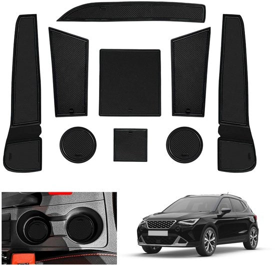 Accessori per Seat Arona/Seat Ibiza 6F KJ1 Facelift 2017-2024 2025, Antisfregamento in gomma, Antisfregamento in gomma per console centrale, Pieghevoli antisfregamento per console centrale, Accessori per Seat Arona (nero)