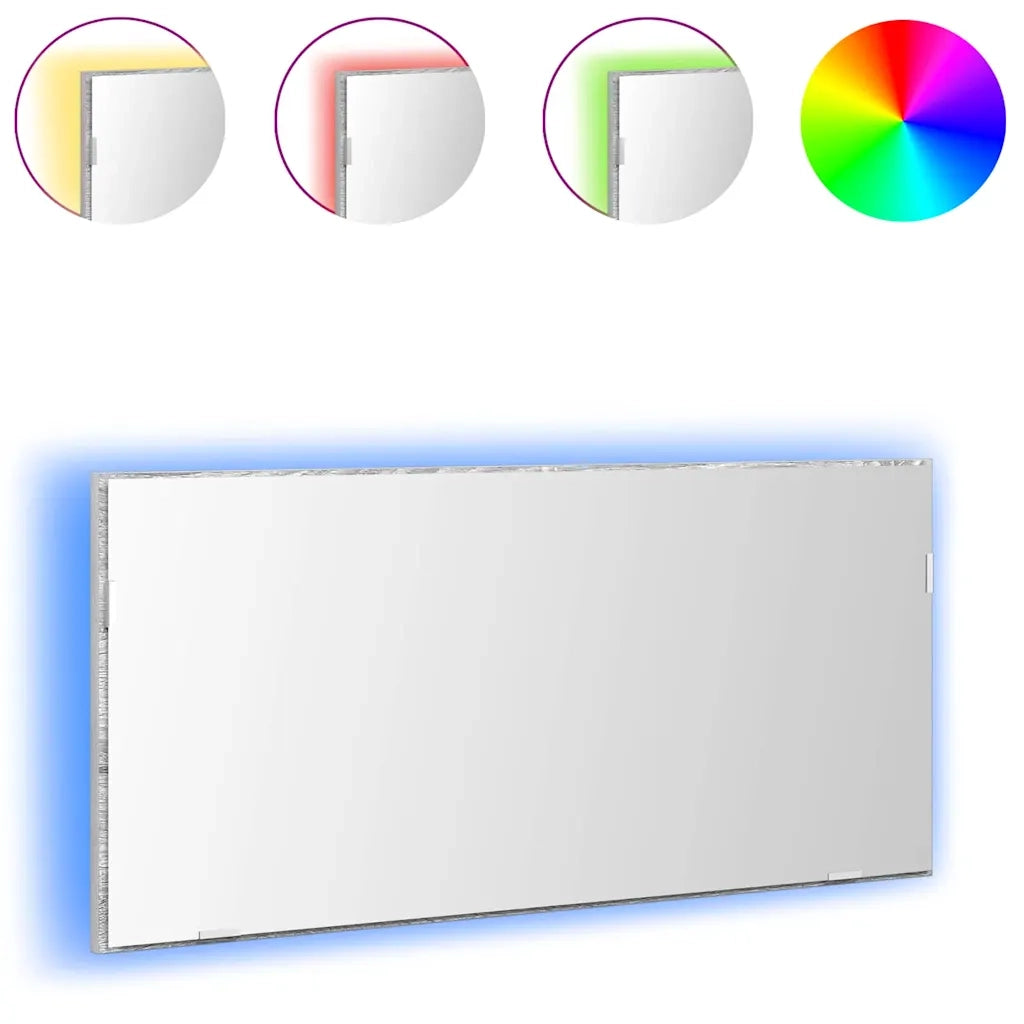 Specchio con luci a strisce a LED Grigio sonoma alto 80 x 37 cm 863304