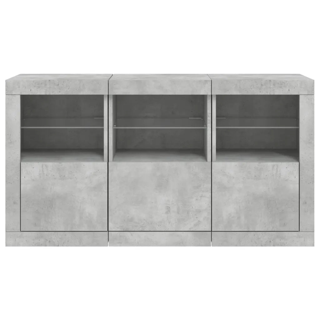 Credenza con Luci LED Grigio Cemento 123x37x67 cm